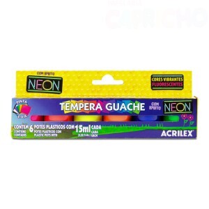 TINTA GUACHE 6 CORES NEON